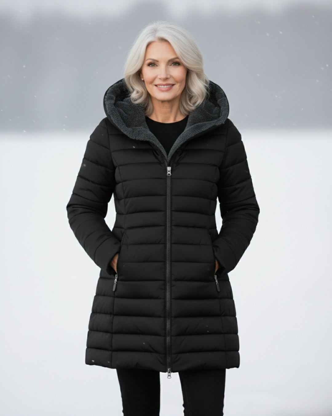 Lightweight Insulated Winter Jacket with Fleece Lining and Structured Design