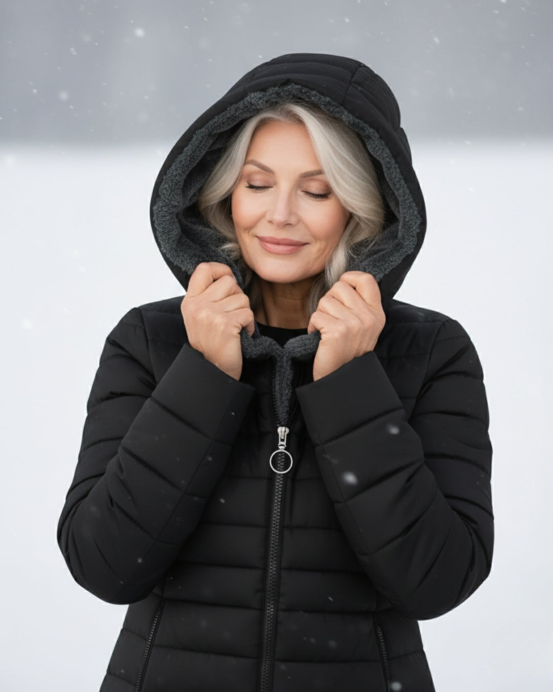 Lightweight Insulated Winter Jacket with Fleece Lining and Structured Design