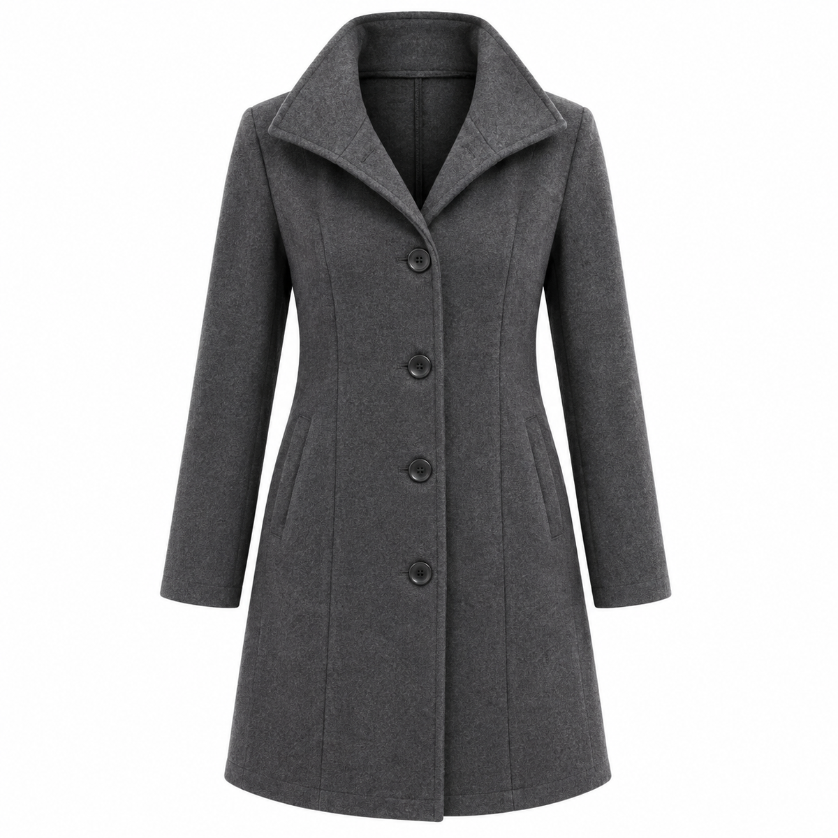 Agnès Coat — Notched Lapels — Gray — product only on white background — en-p12-m12