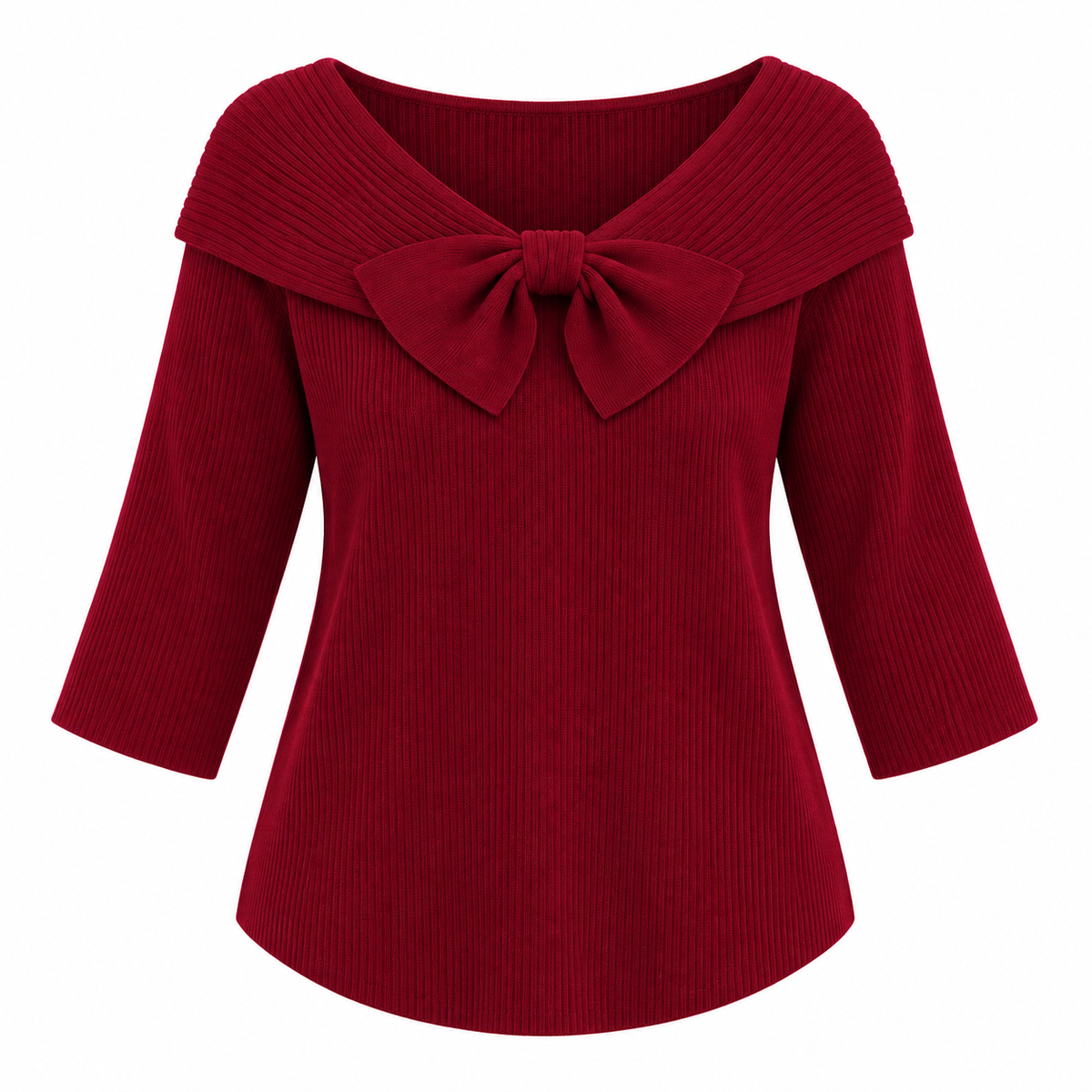 Léonie Jumper — Bow Detail — Red — product only on white background — en-p14-m9
