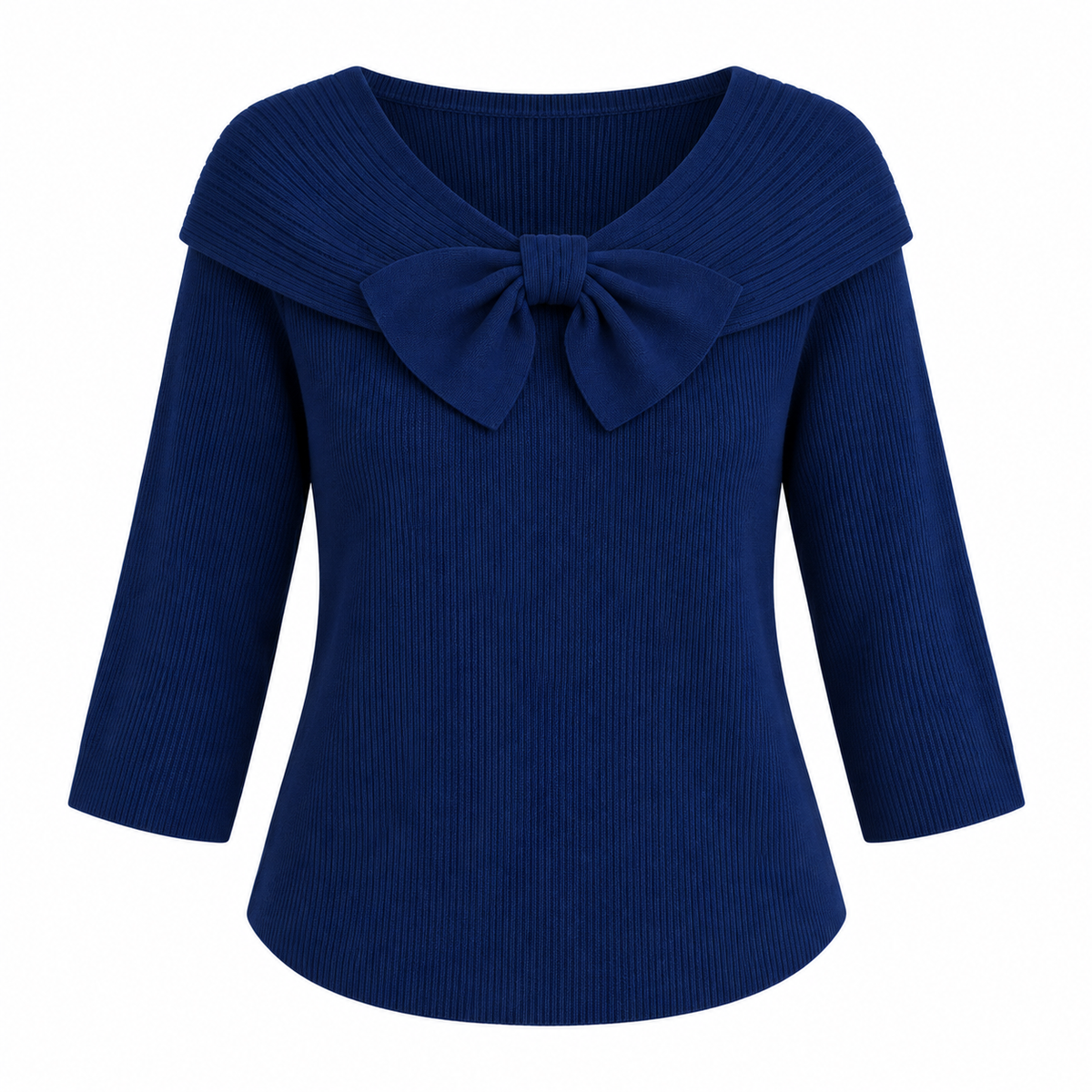 Léonie Jumper — Bow Detail — Dark Blue — product only on white background — en-p14-m10