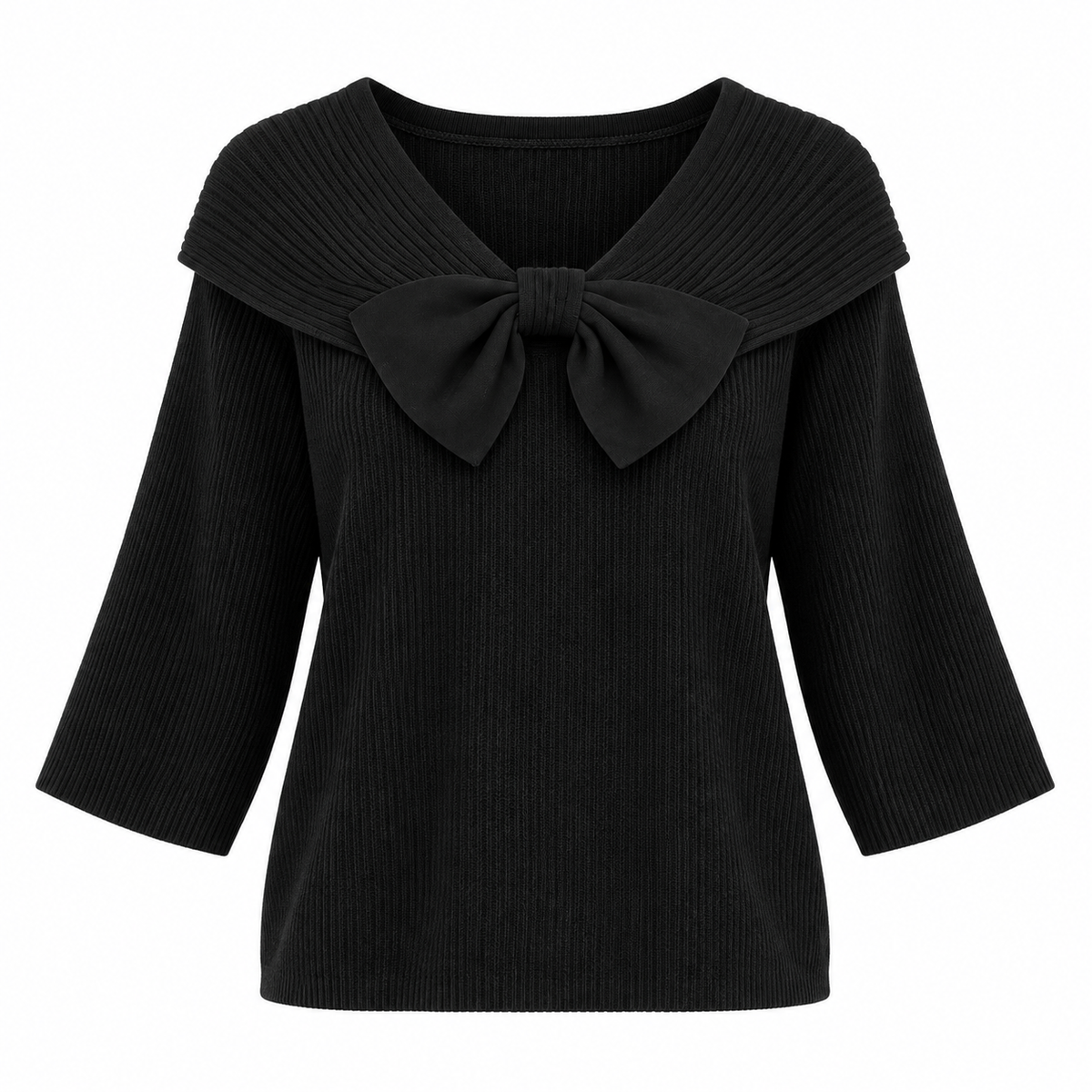 Léonie Jumper — Bow Detail — Black — product only on white background — en-p14-m11