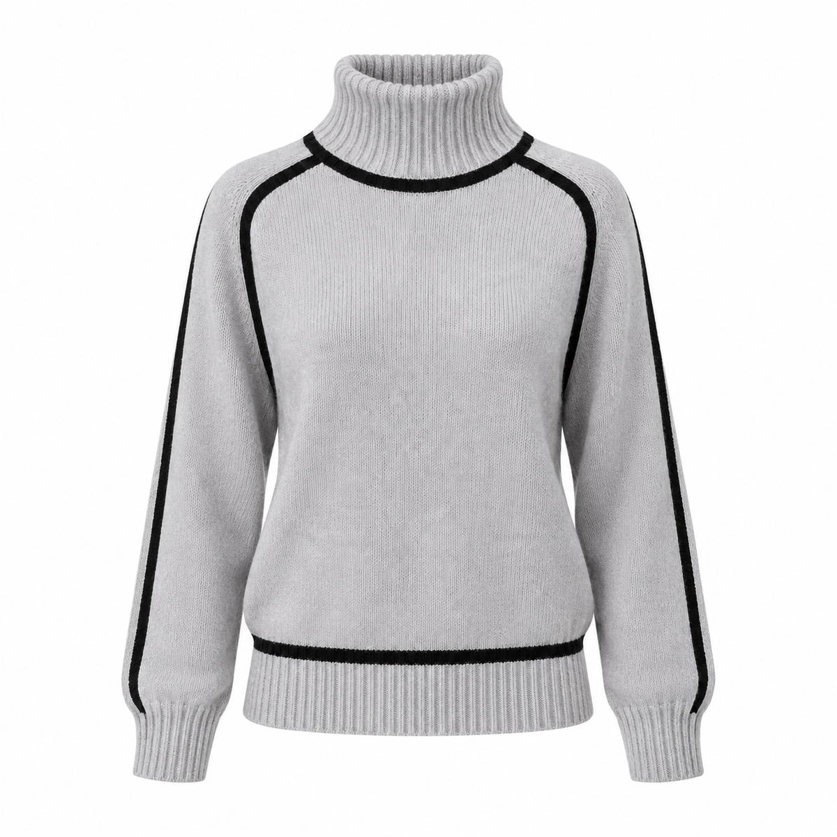 Elin Jumper — Contrast Trim — Grey — product on white background — en-p19-m8