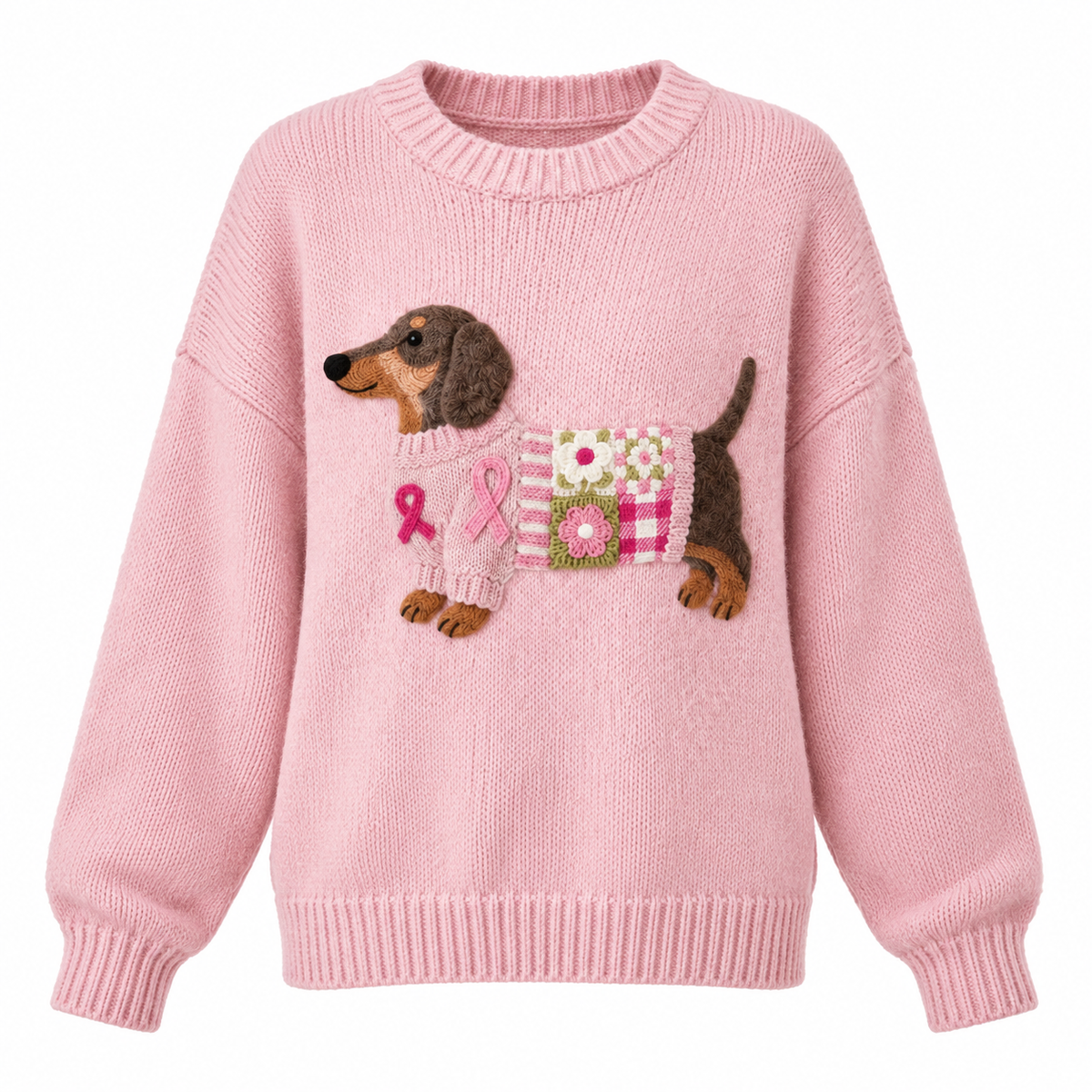 Tilda Jumper — Dachshund Motif — Pink, product only on white background — en-p25-m4