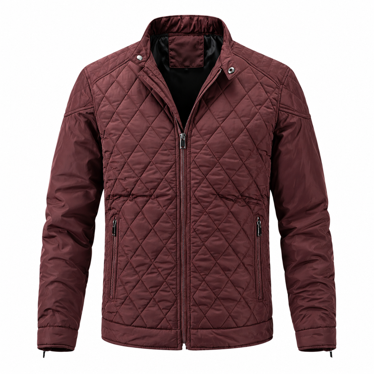 Viktor Quilted Jacket — Diamond Stitching — Red — product on white background — en-p40-m14