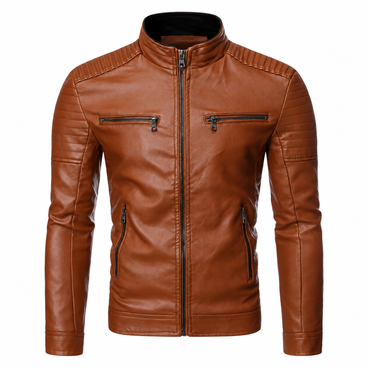 Aksel Jacket — Stand Collar — Brown — product only on white — en-p42-m15