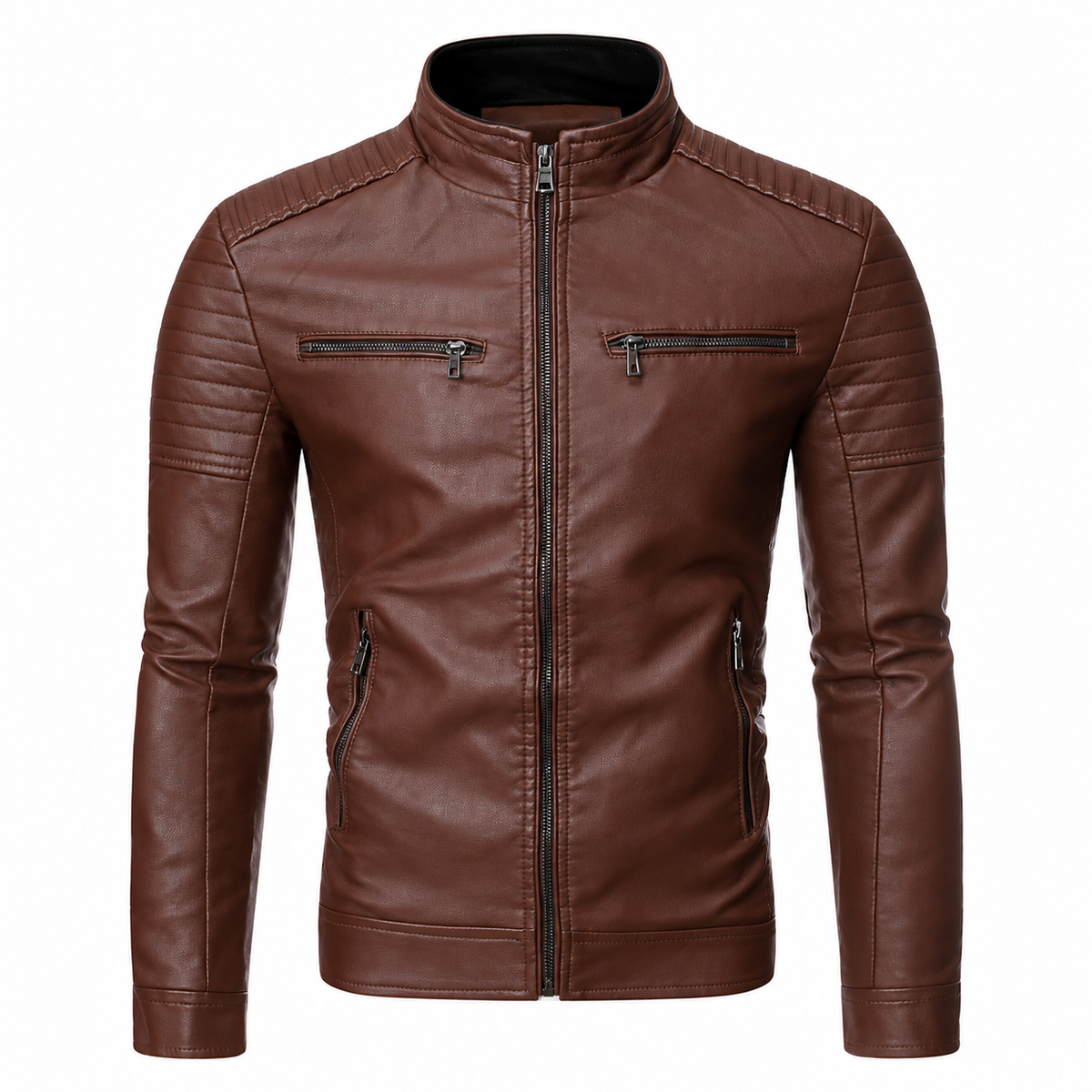 Aksel Jacket — Stand Collar — Coffee — product only on white — en-p42-m16