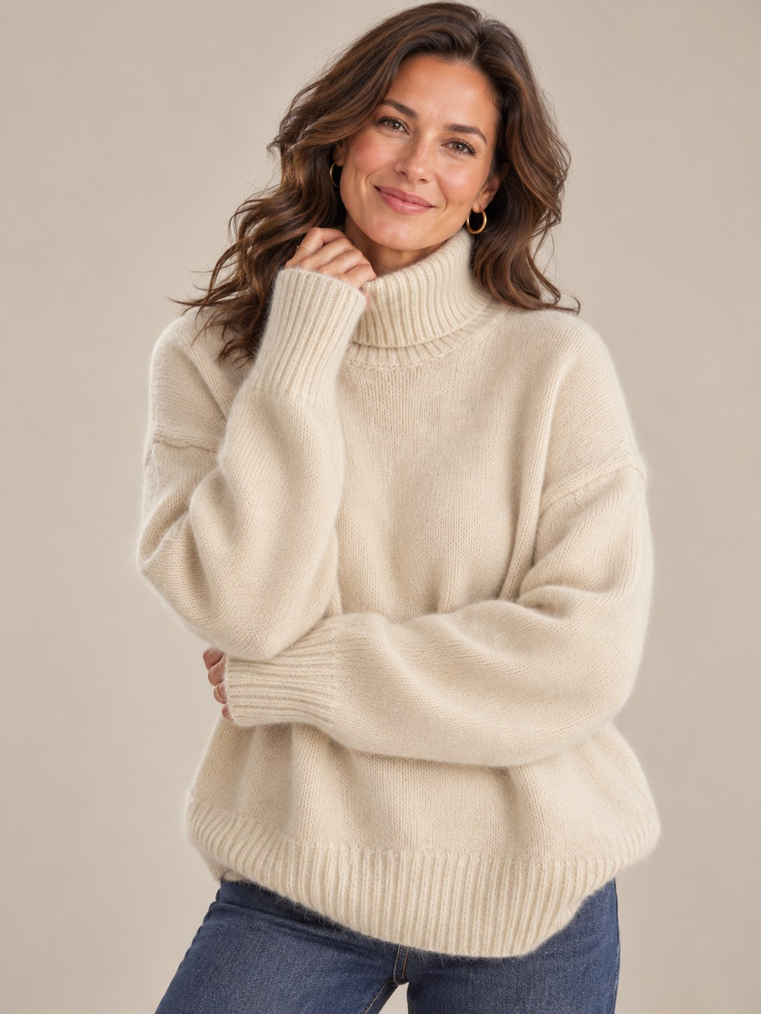 Women's High Collar Cashmere Turtleneck Sweater