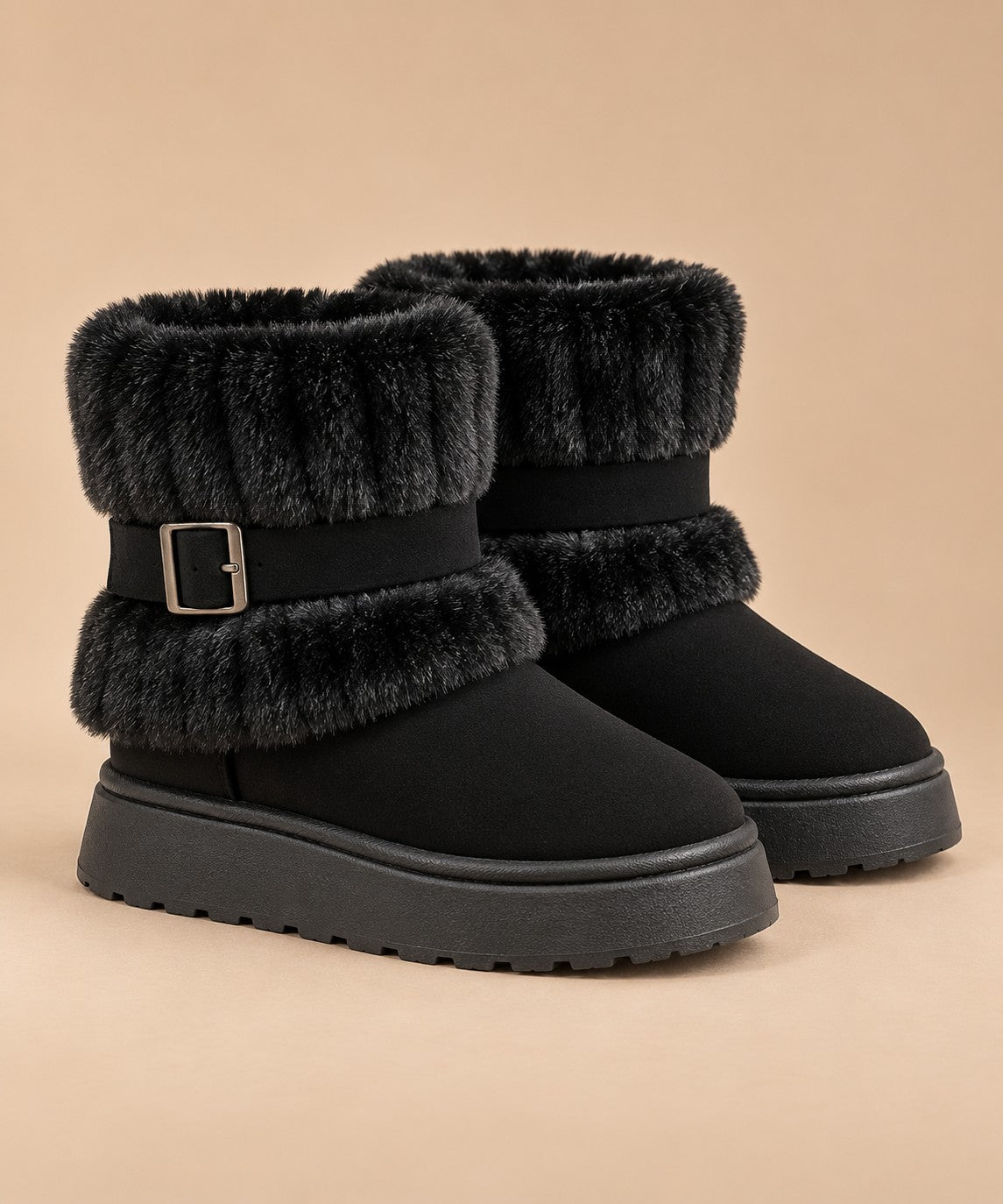 Women's Winter Snow Boots with Fur Trim and Slip-On Design