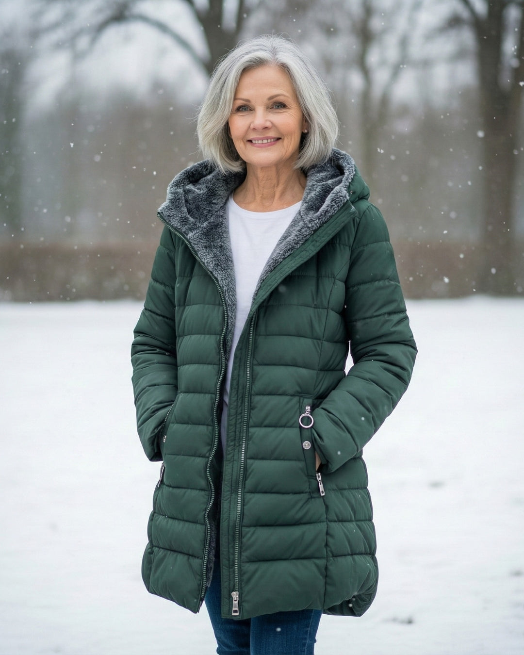 Lightweight Insulated Winter Jacket with Fleece Lining and Structured Design