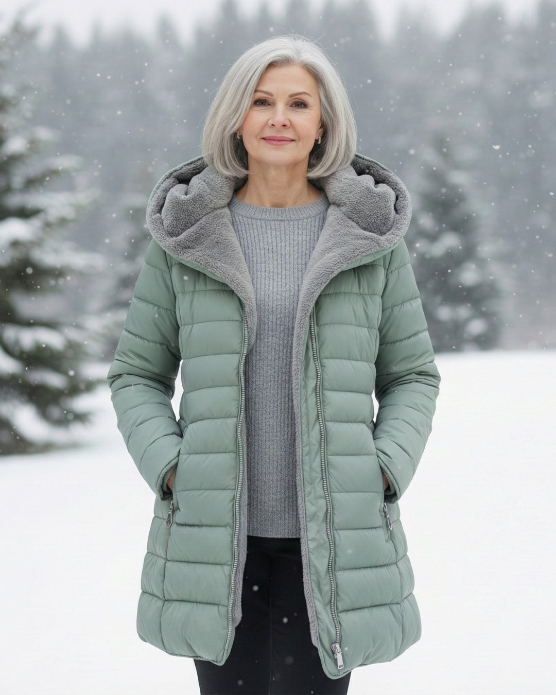 Lightweight Insulated Winter Jacket with Fleece Lining and Structured Design