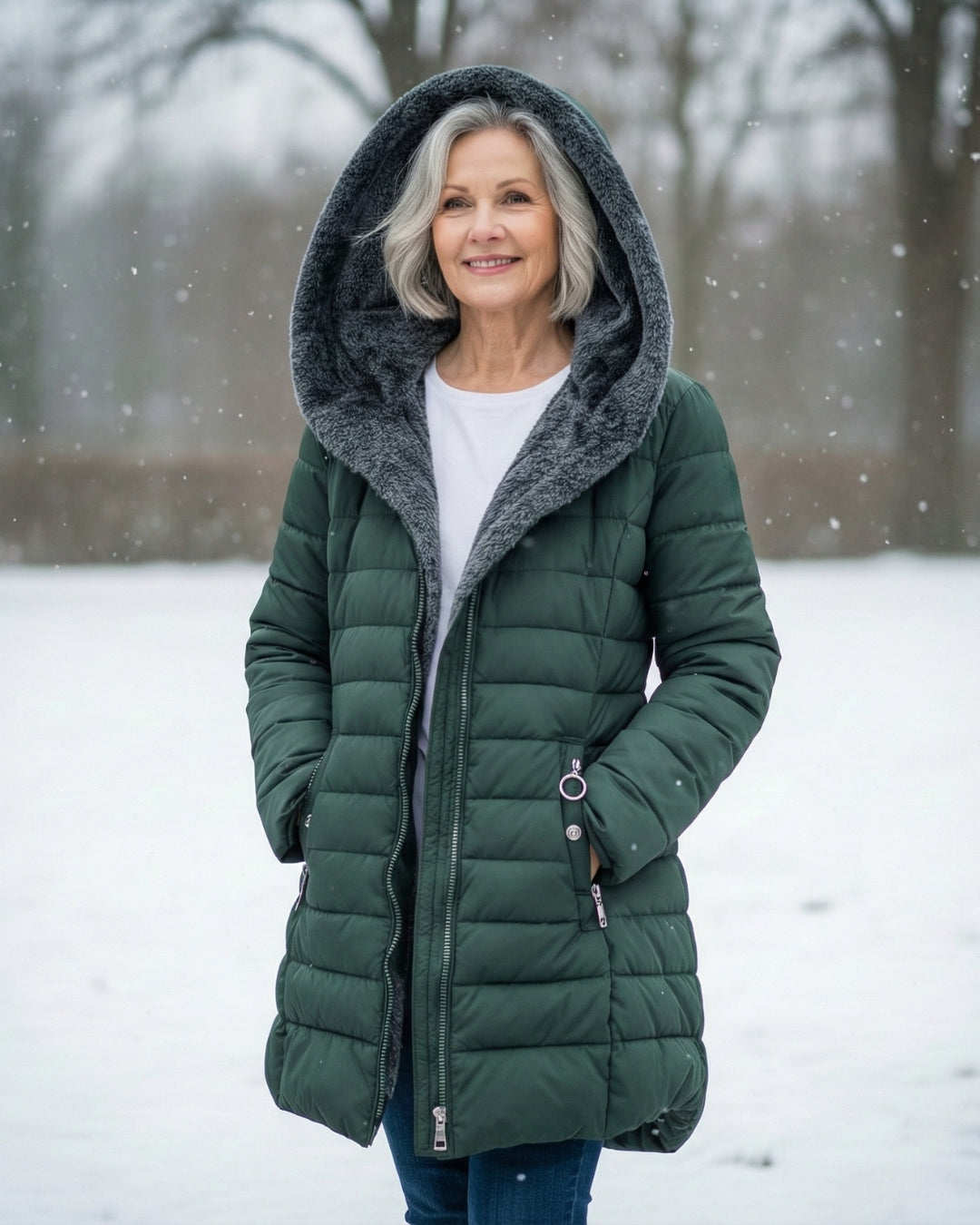 Lightweight Insulated Winter Jacket with Fleece Lining and Structured Design