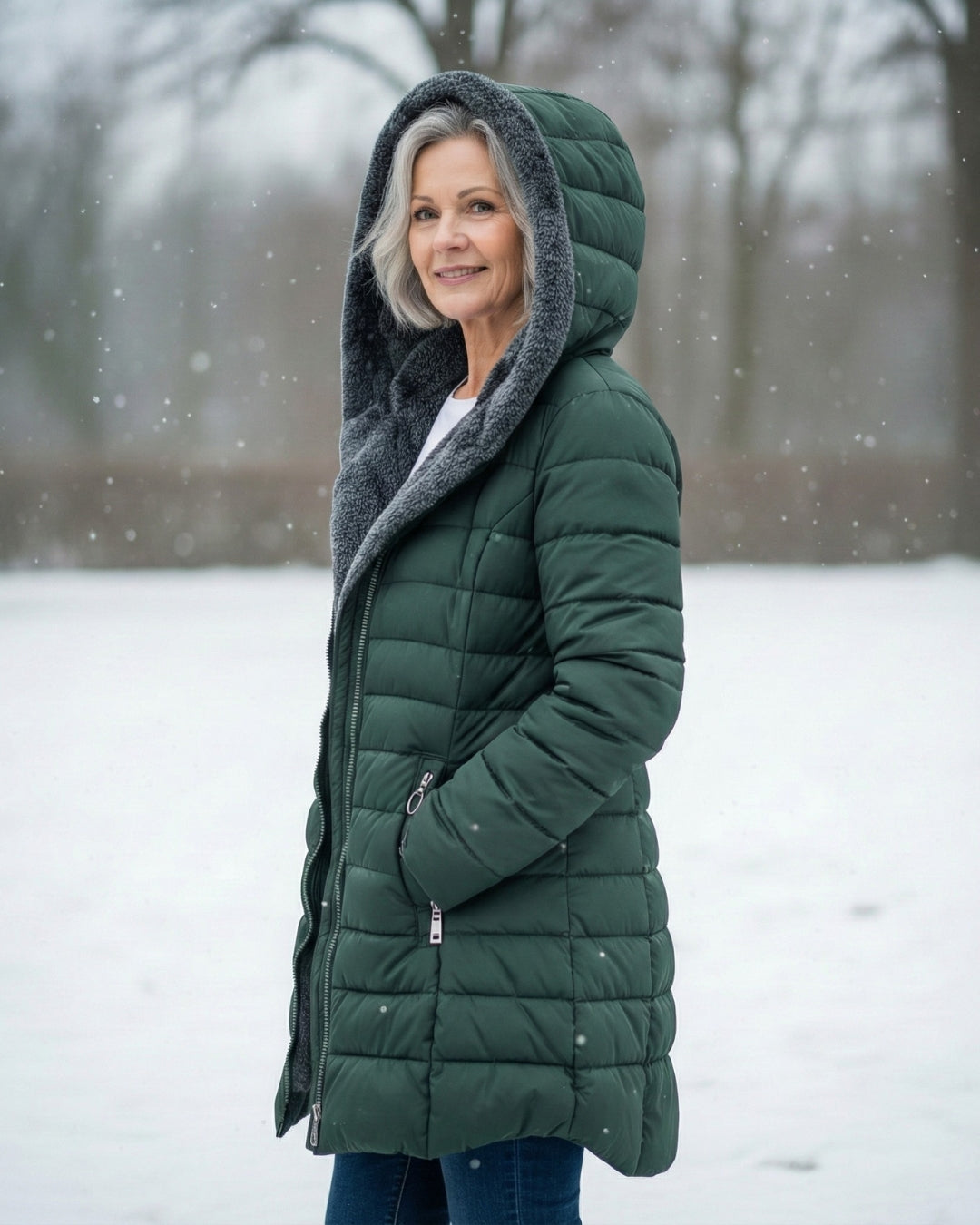 Lightweight Insulated Winter Jacket with Fleece Lining and Structured Design