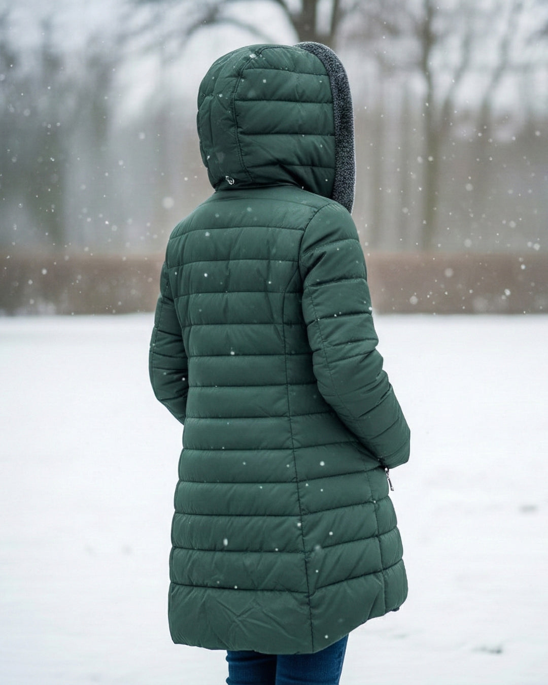Lightweight Insulated Winter Jacket with Fleece Lining and Structured Design