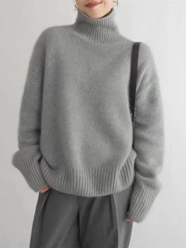 Women's High Collar Cashmere Turtleneck Sweater