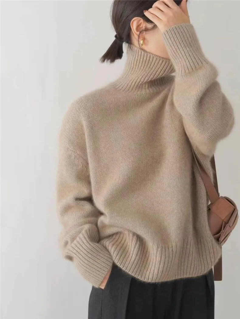 Women's High Collar Cashmere Turtleneck Sweater