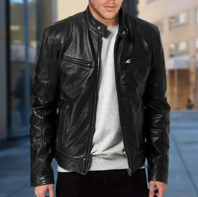 Men's Trenton Leather Biker Jacket