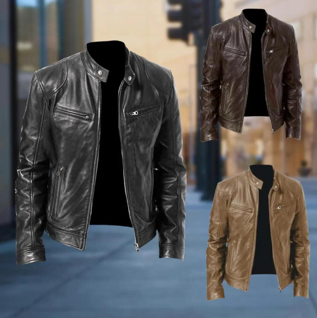 Men's Trenton Leather Biker Jacket