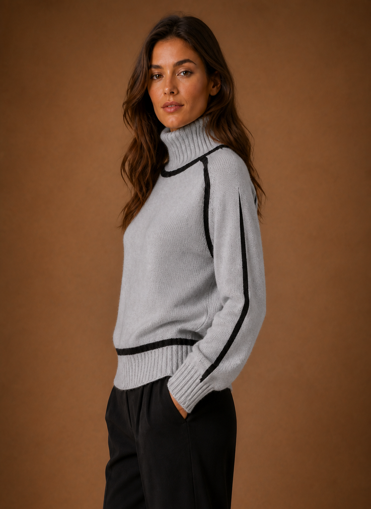 Women's Cozy Elegant Turtleneck Knit Sweater in Wool Blend