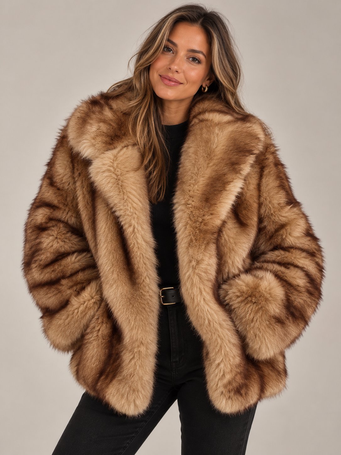 Women's Soft Longline Coat in Plush Faux Fur — Elegant and Cozy