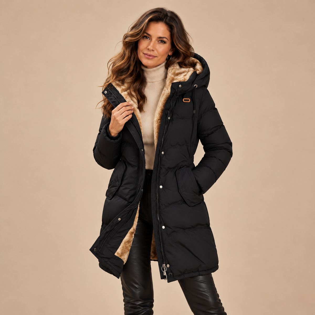 Ronja Puffer Coat — Adjustable Waist — square gallery photo — en-p3-m3