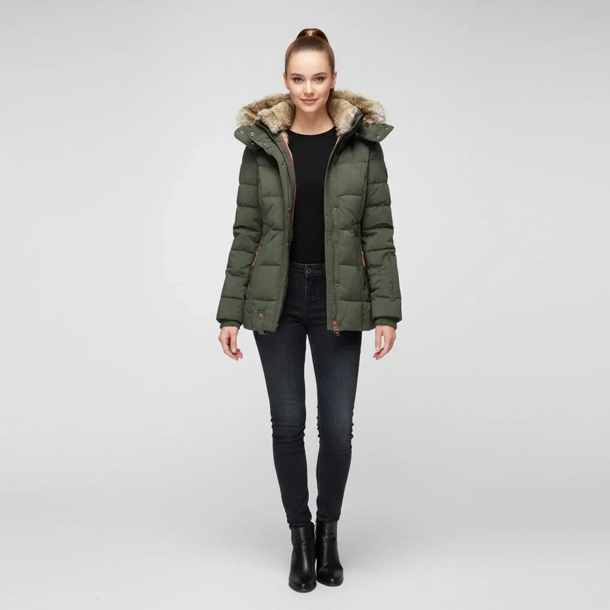 Lumi Puffer Jacket — Faux-Fur Hood — square gallery photo — en-p4-m3
