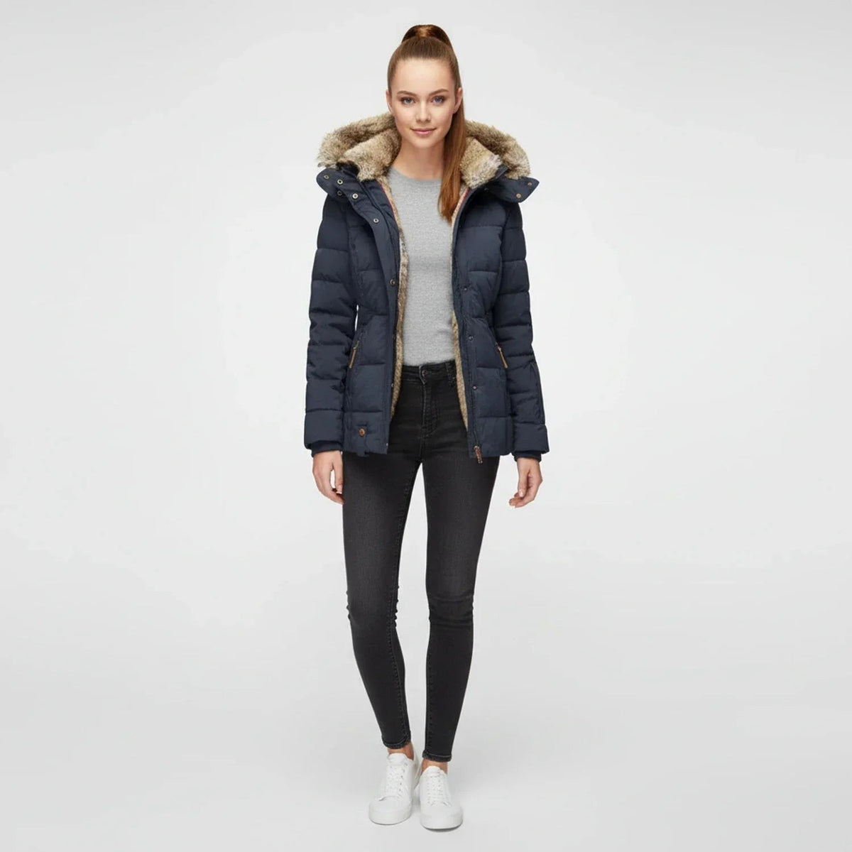 Lumi Puffer Jacket — Faux-Fur Hood — square gallery photo — en-p4-m7