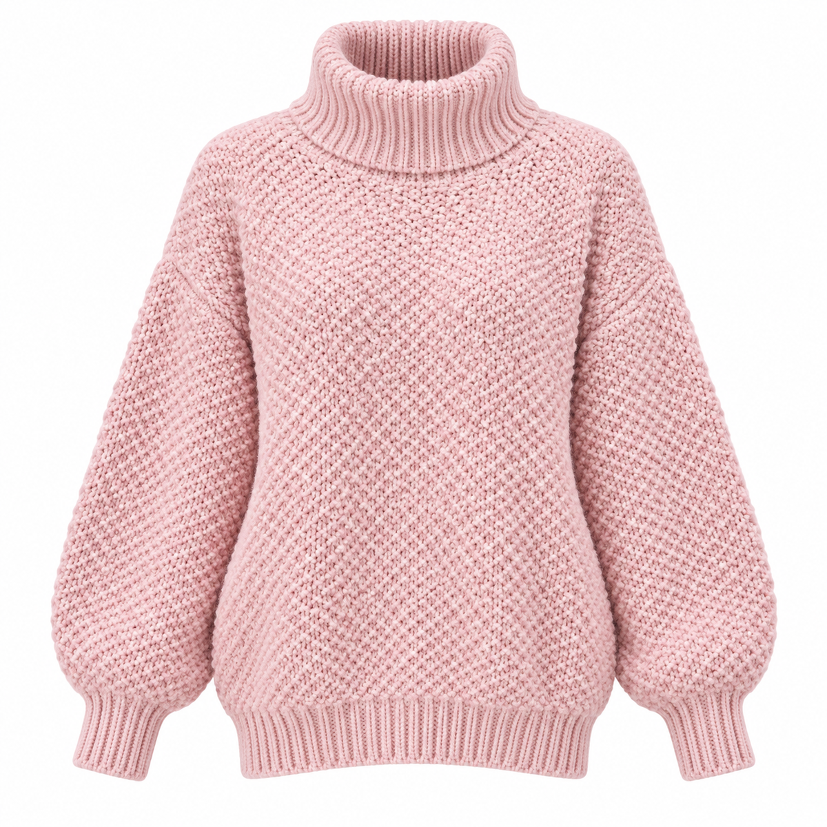 Tuva Jumper — Chunky Roll Neck — Pink — product only on white background — en-p5-m10