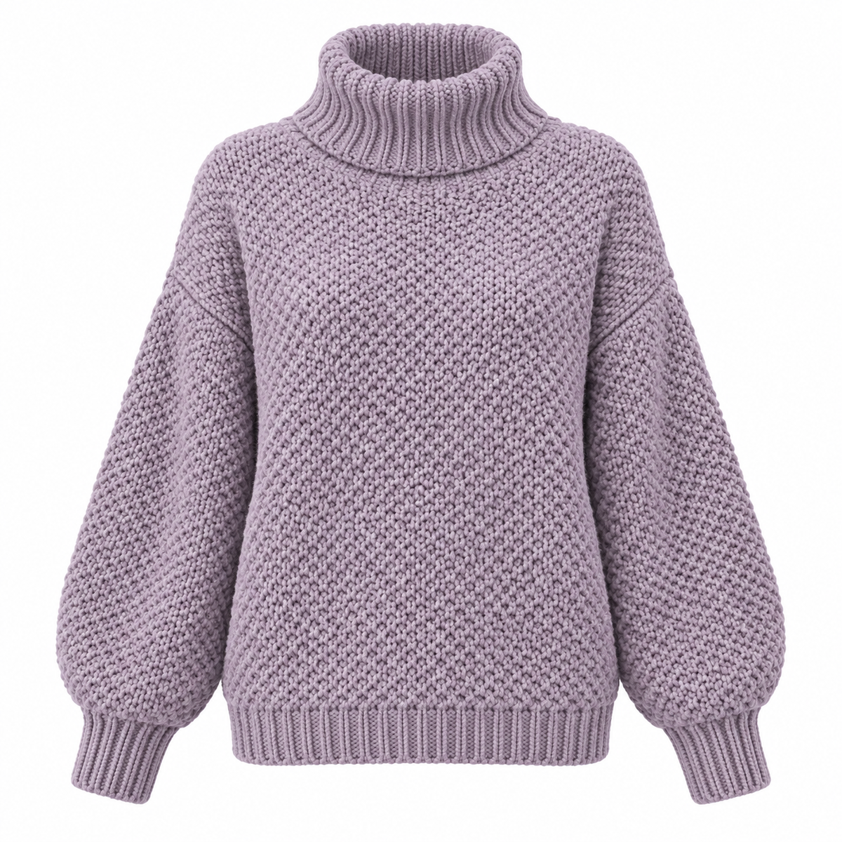 Tuva Jumper — Chunky Roll Neck — Purple — product only on white background — en-p5-m11