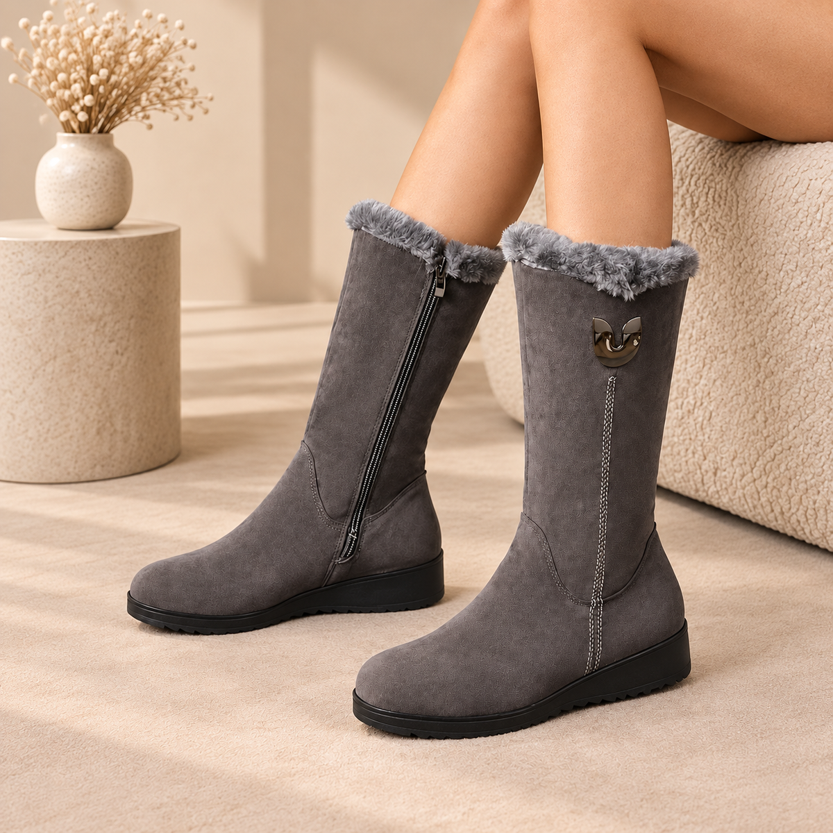 Yrsa Boots — Faux-Fur Cuffs — gallery view 4, square [en-p6-m3]