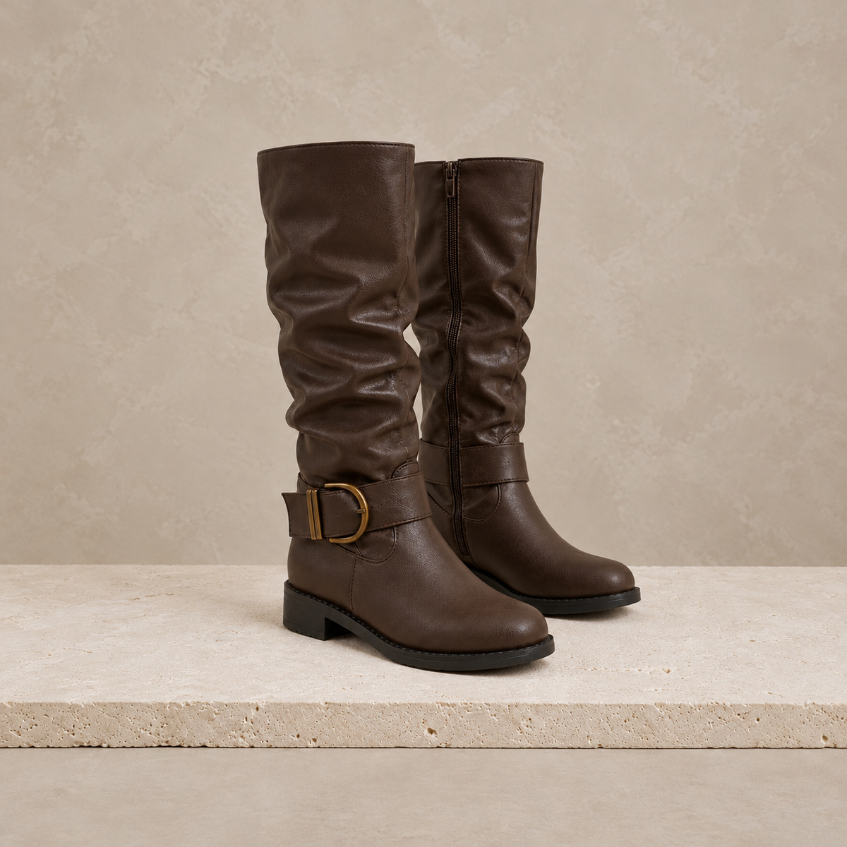 Sigrid Boots — Knee-High Buckle — gallery view 1, square [en-p7-m0]