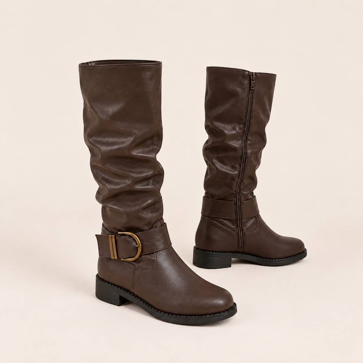 Sigrid Boots — Knee-High Buckle — gallery view 3, square [en-p7-m2]