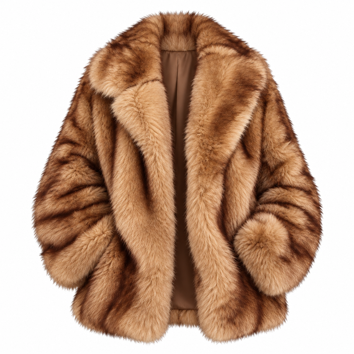 Saga Coat — Plush Faux Fur — Brown product only on white [en-p9-m3]