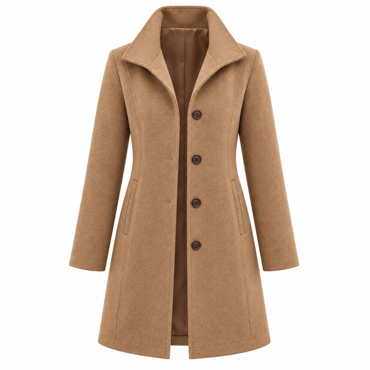 Agnès Coat — Notched Lapels — Brown — product only on white background — en-p12-m11