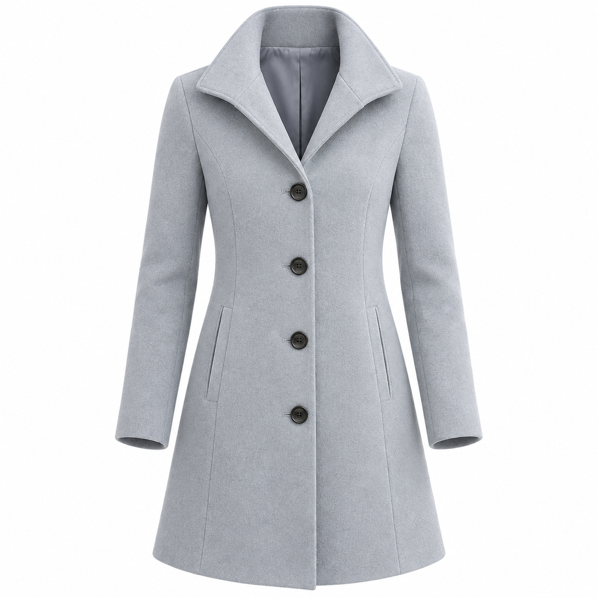 Agnès Coat — Notched Lapels — Silver — product only on white background — en-p12-m14