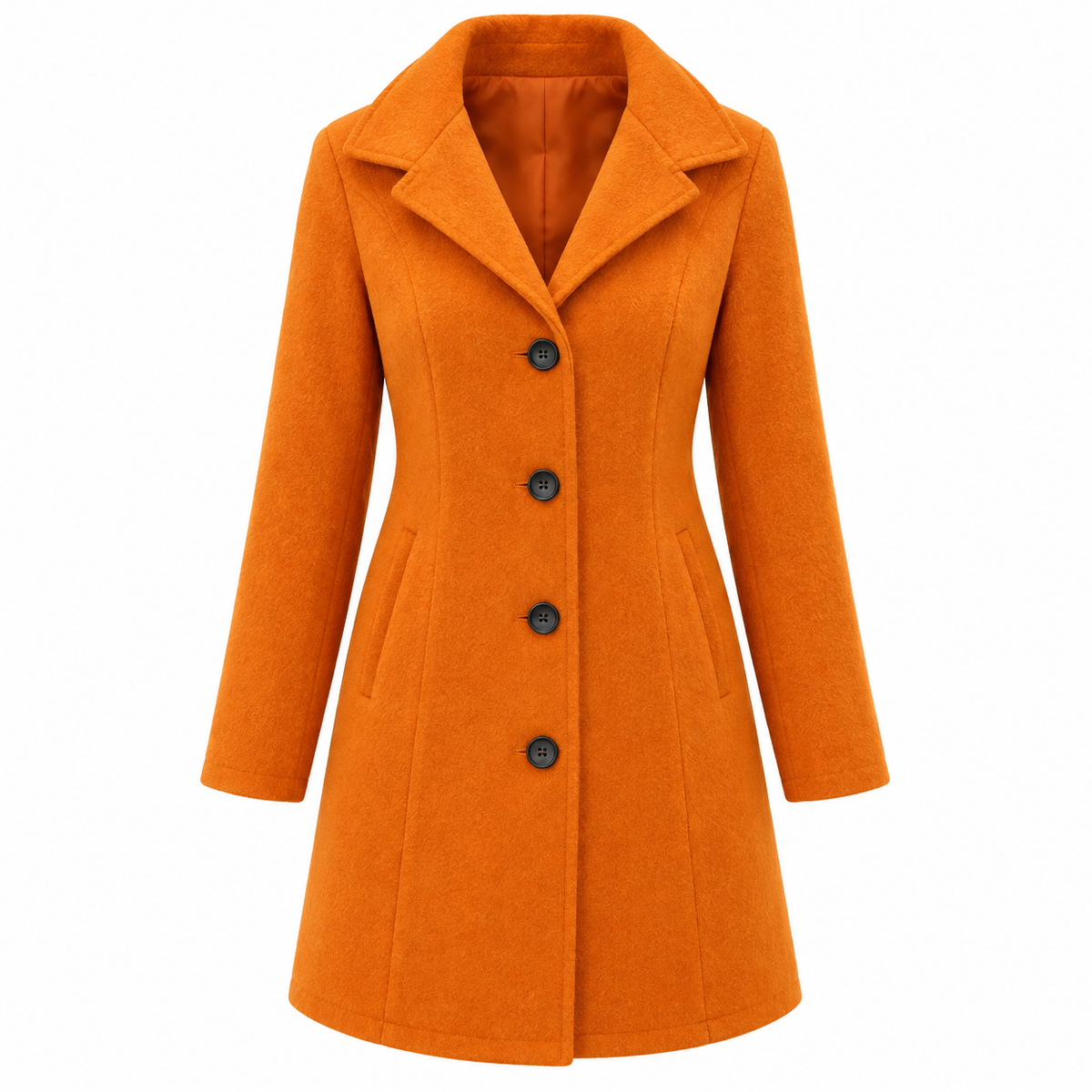 Agnès Coat — Notched Lapels — Orange — product only on white background — en-p12-m17