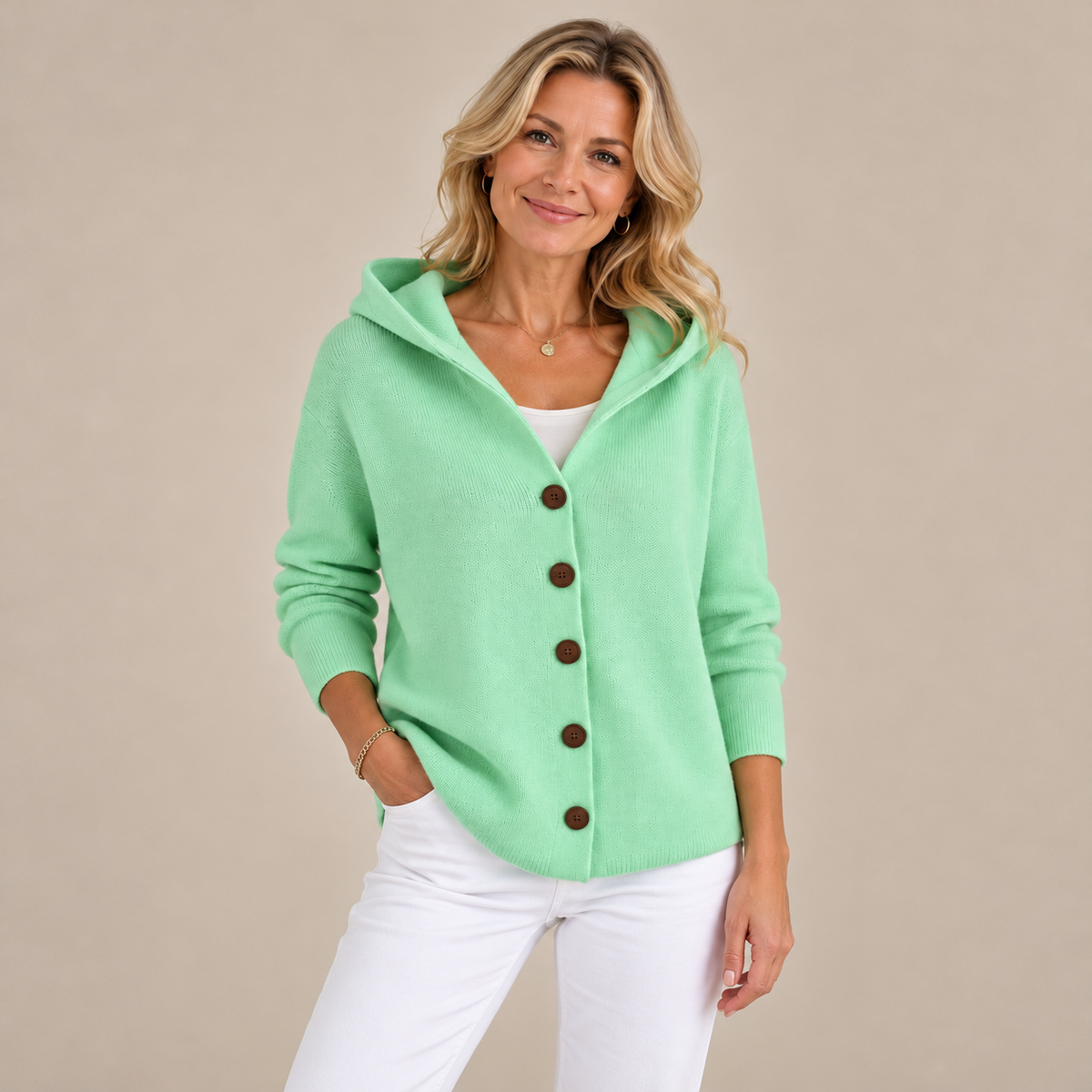 Alma Cardigan — Hooded Button Front — gallery photograph — en-p13-m0