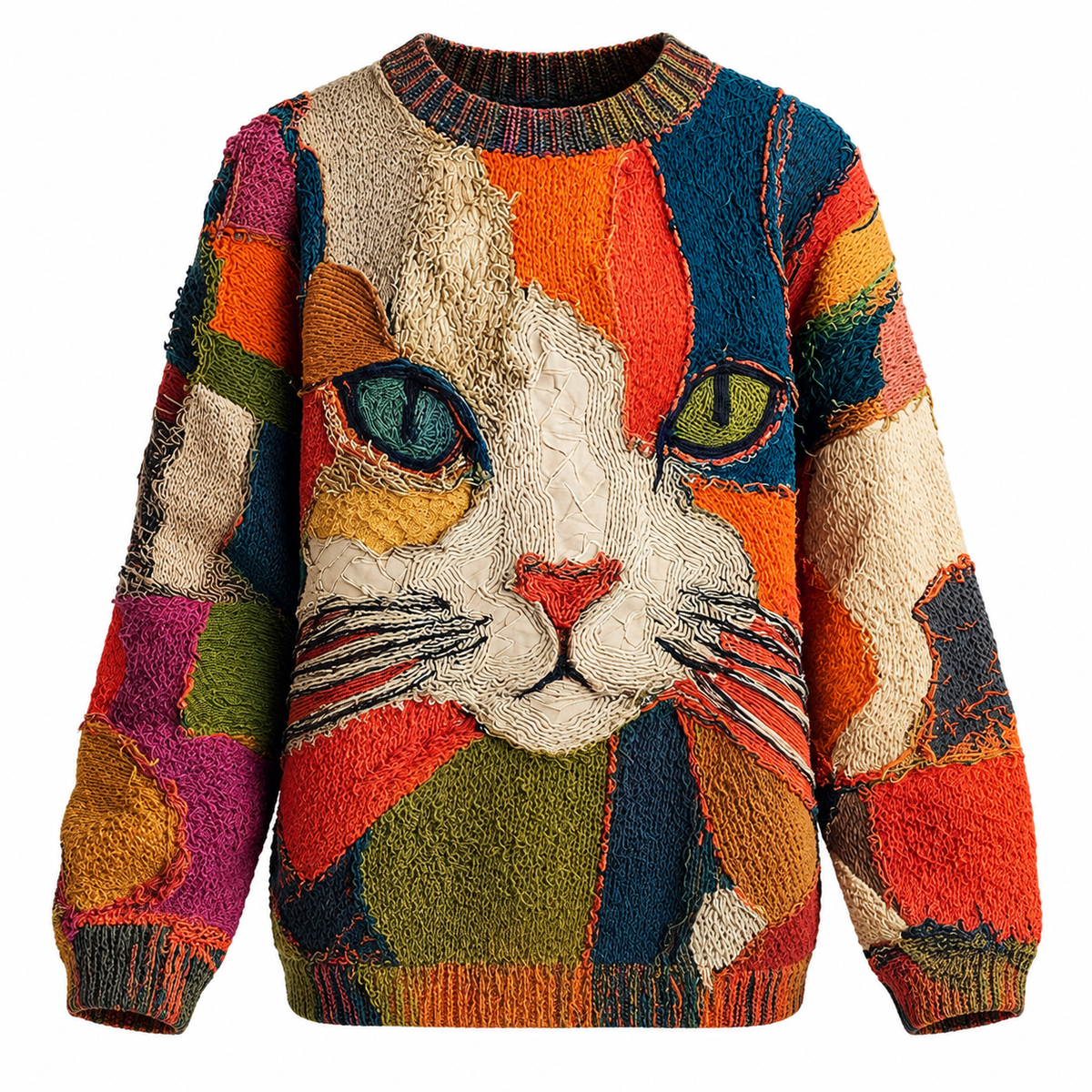 Mina Jumper — Cat Motif — Multicolor — product only on white background — en-p15-m3
