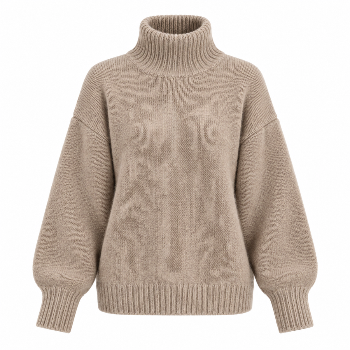 Anja Jumper — Roll Neck — Khaki — product only on white background — en-p17-m8