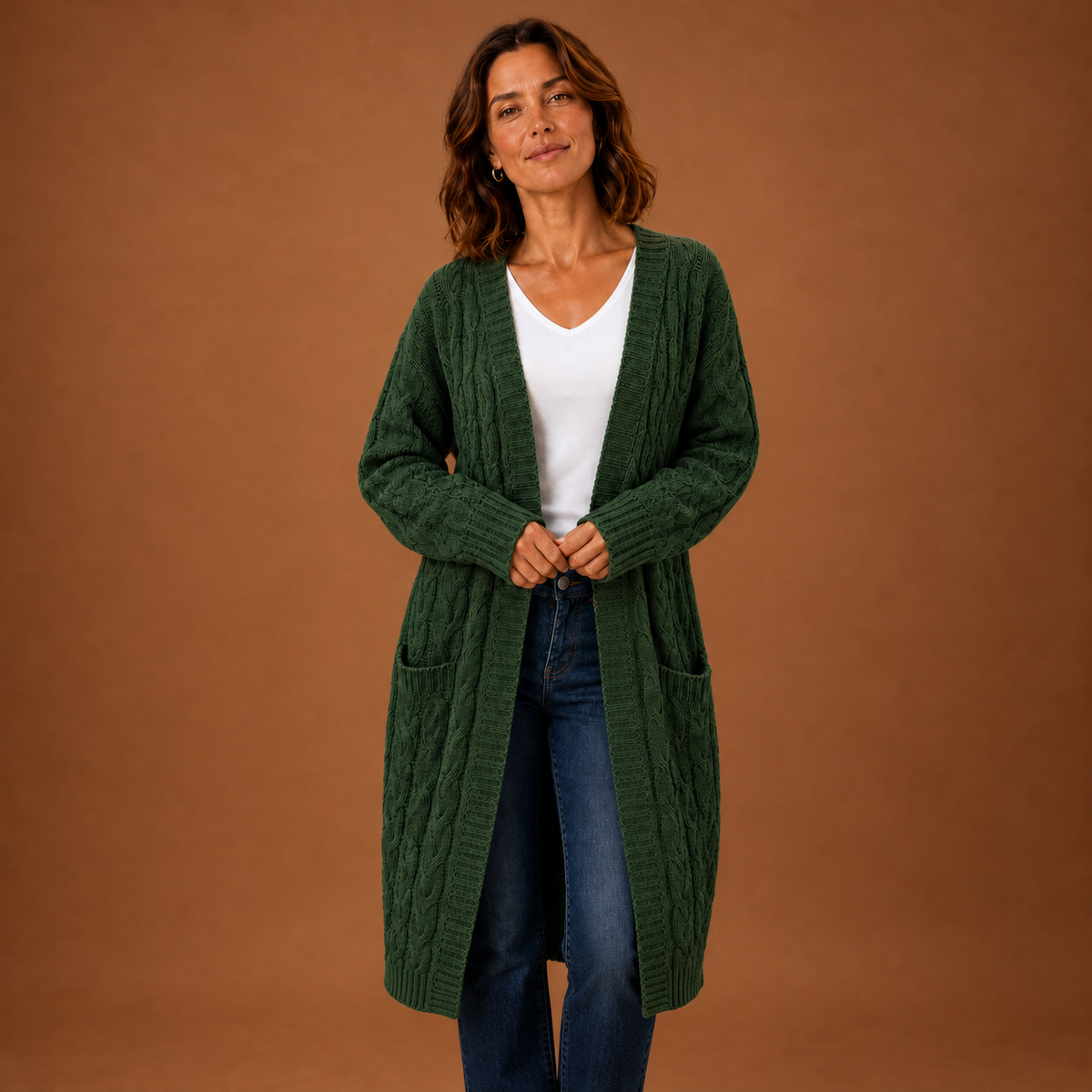 Hedda Cardigan — Long Cable Knit — photo 1 — en-p21-m0