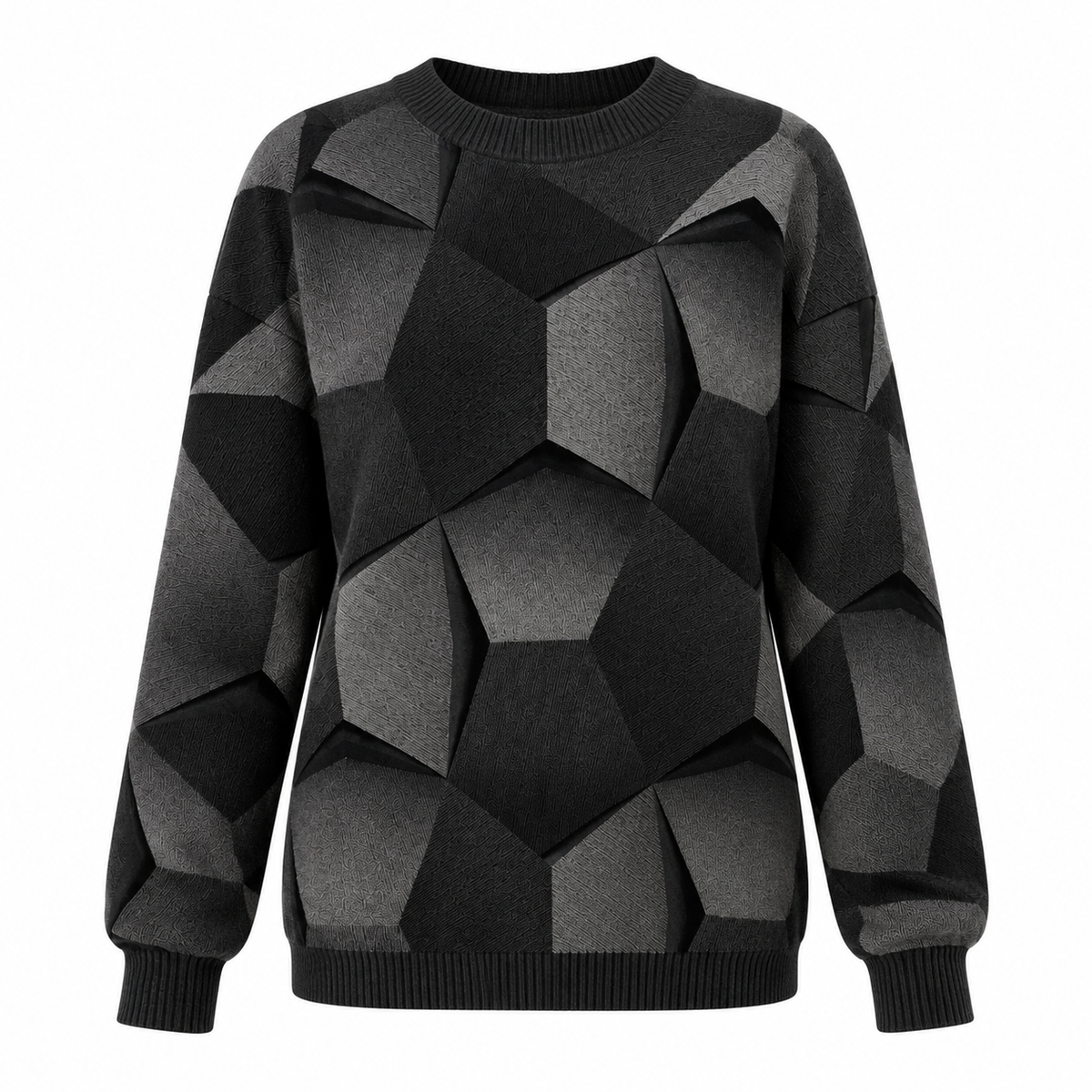 Alva Jumper — Geometric Motif — Black, product only on white background — en-p26-m5