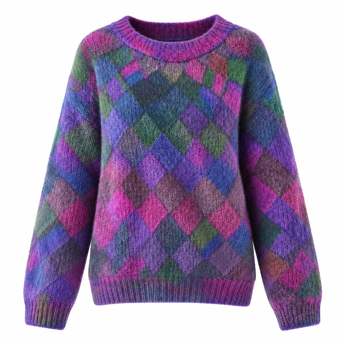 Maja Jumper — Colourful Diamonds — Unique, product only on white background — en-p28-m2
