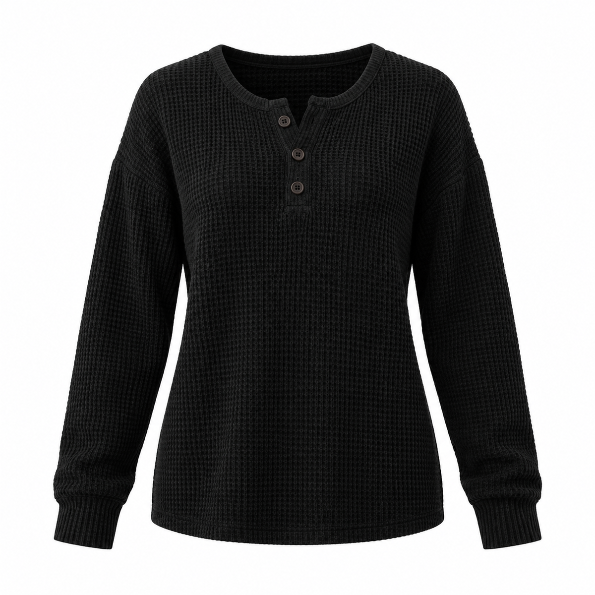 Liv Jumper — Waffle Knit — Black, product only on white background — en-p29-m5