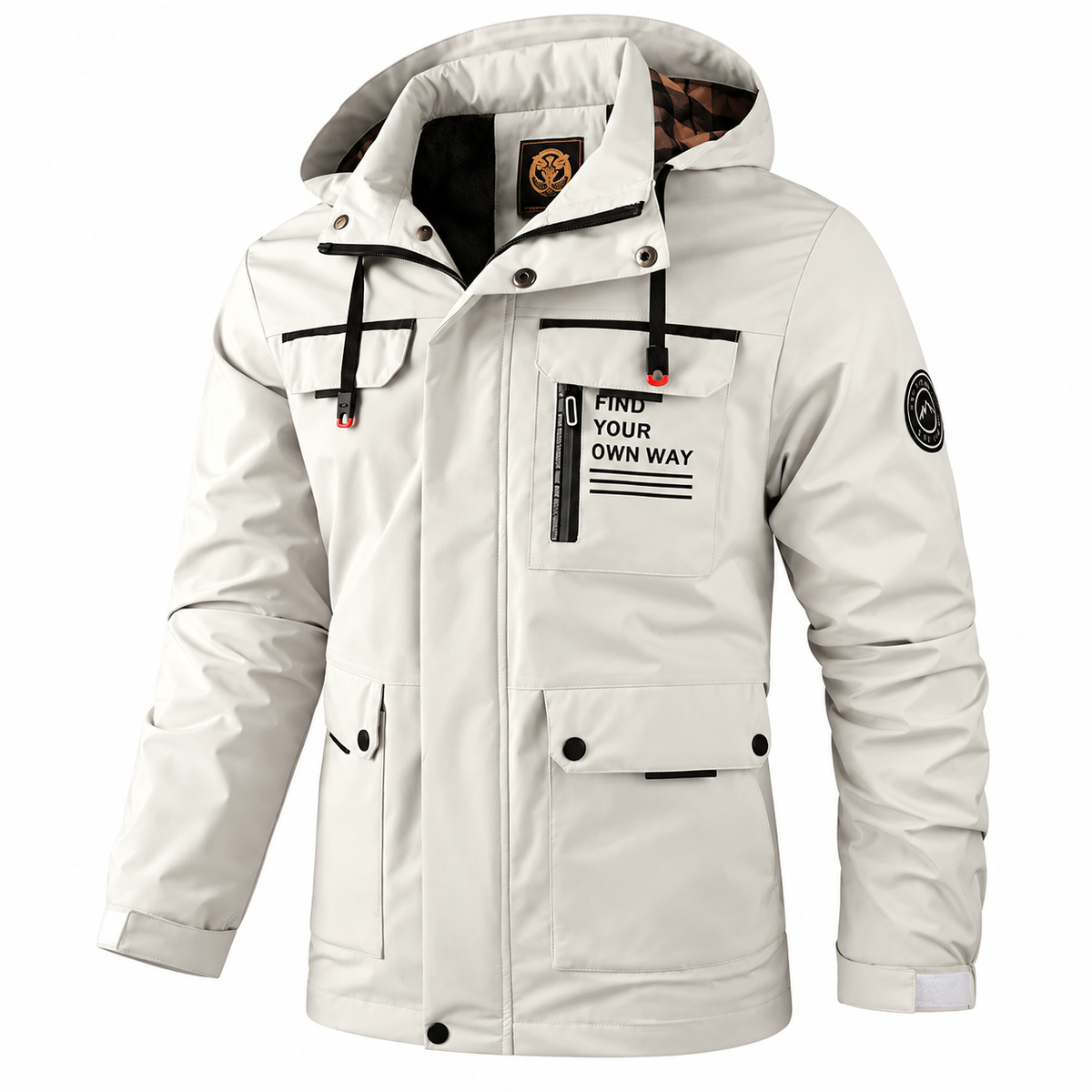 Mikkel Jacket — Hooded — White — product on white background — en-p35-m12