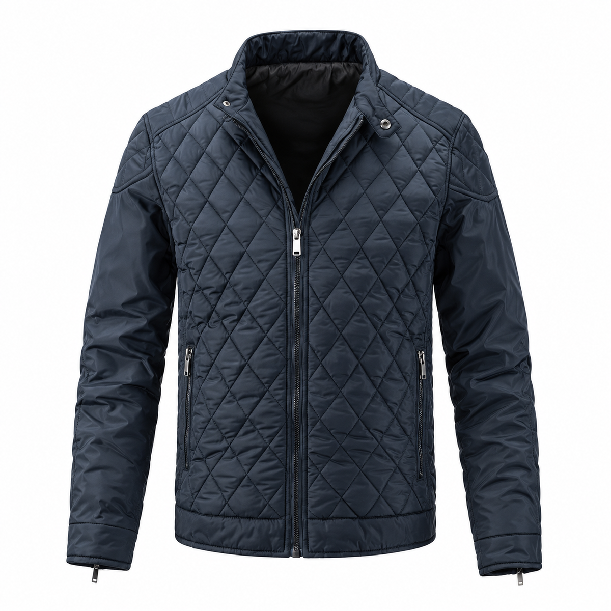Viktor Quilted Jacket — Diamond Stitching — Blue — product on white background — en-p40-m13