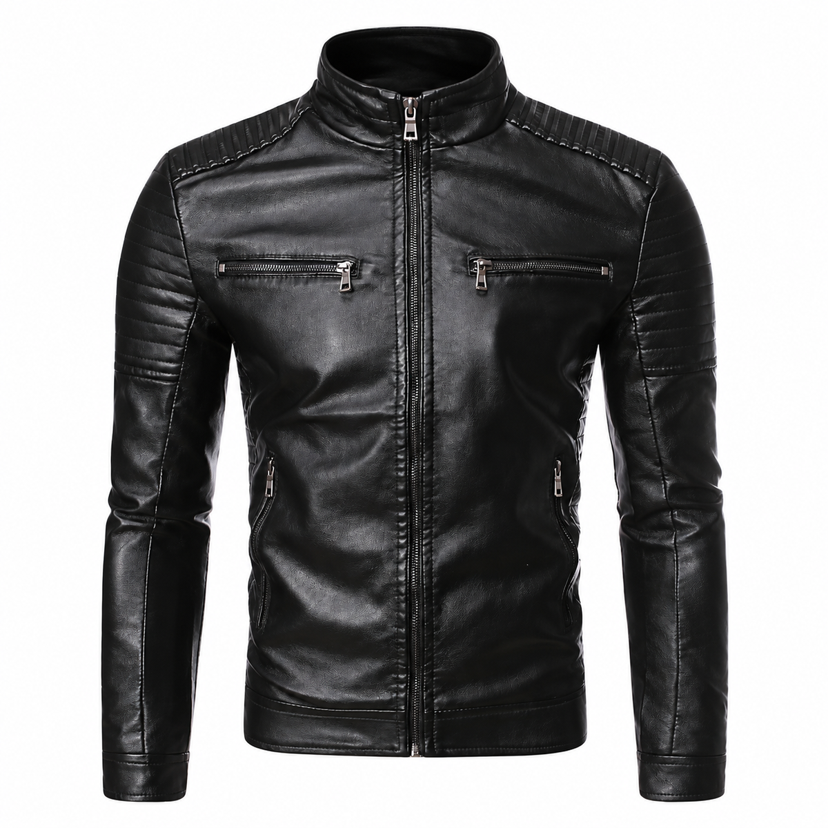 Aksel Jacket — Stand Collar — Black — product only on white — en-p42-m14