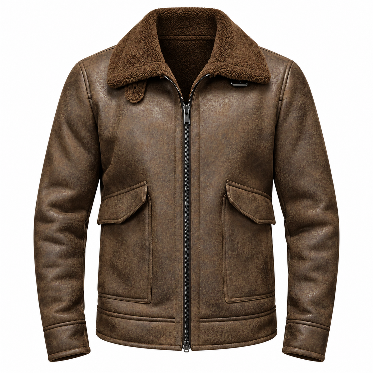 Kasper Jacket — Textured Collar — Brown — product only on white — en-p43-m10