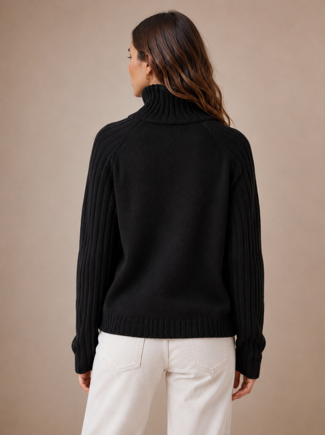 Women's Relaxed Fit Ribbed Knit Turtleneck Sweater