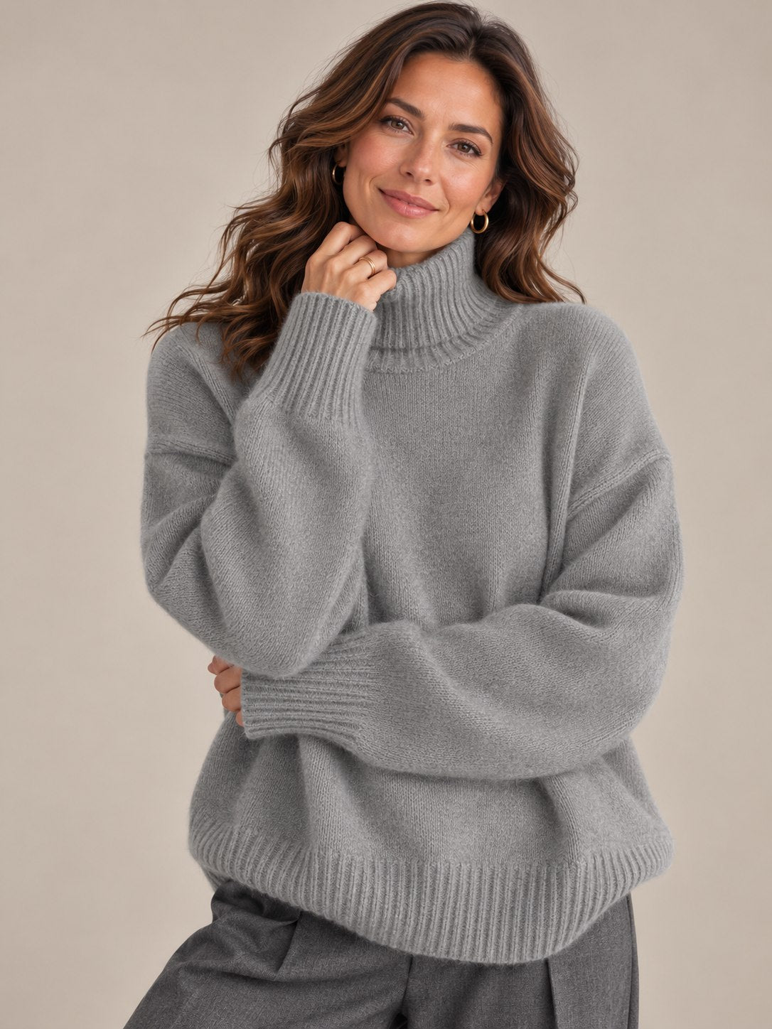 Women's High Collar Cashmere Turtleneck Sweater