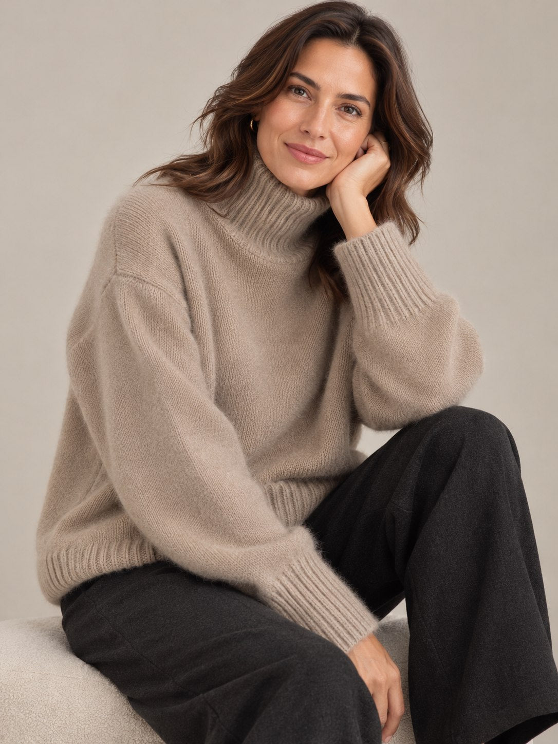 Women's High Collar Cashmere Turtleneck Sweater